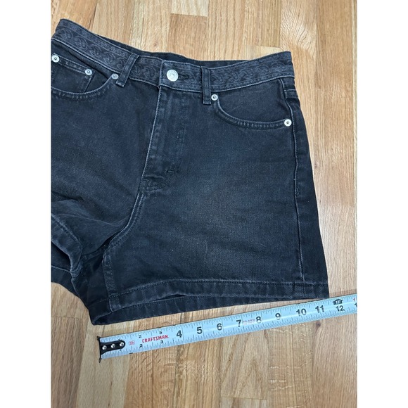 The Kooples Jeans Black Wash Paisley Denim High‎ Waisted Shorts Paris Size 2 - Picture 12 of 13